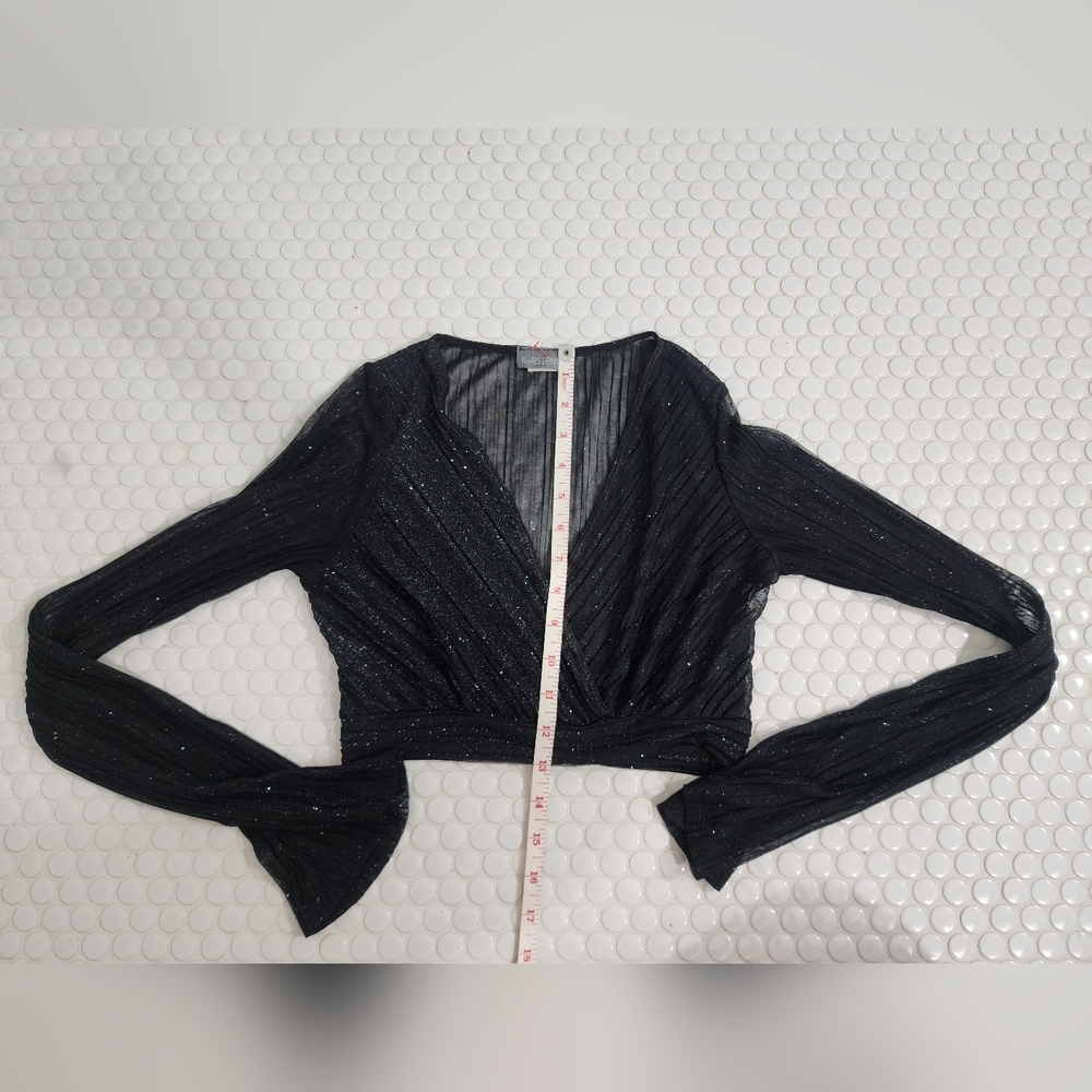 Long sleeve, sheer, cropped shirt